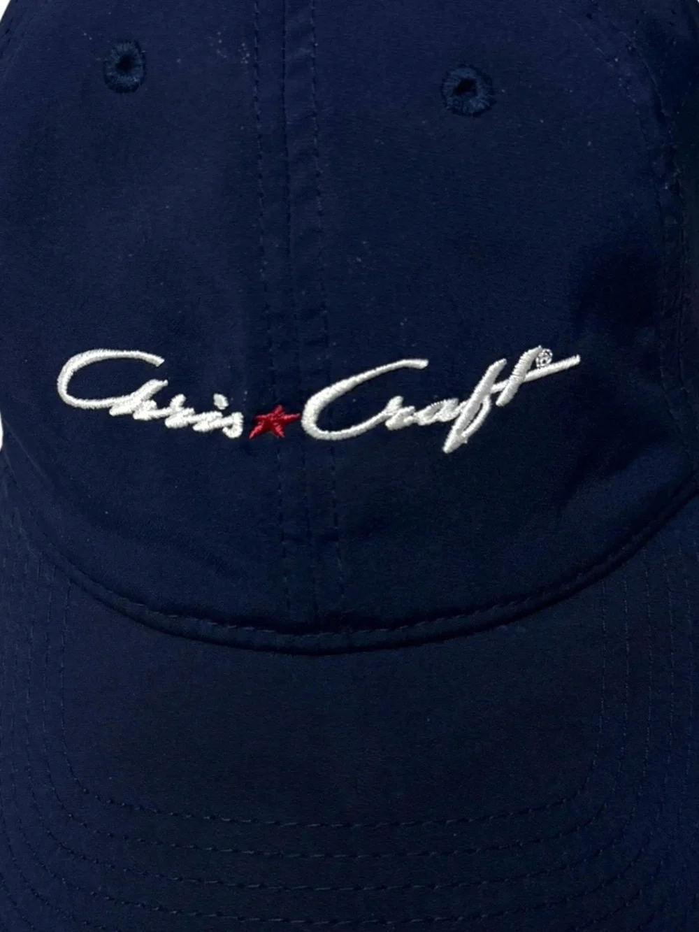 VINTAGE CHRIS-CRAFT BOAT CAP Navy White Red Script Yacht Club Performance Hat